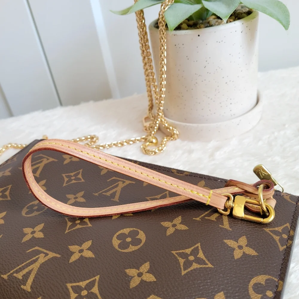 Louis Vuitton Neverfull Clutch Wristlet Crossbody - Monogram